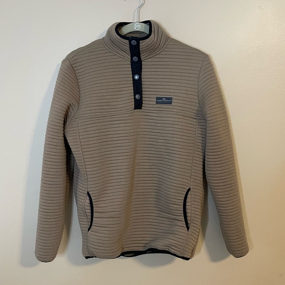 Simply Southern Light Beige Zip Up Sweater with Ribbed Texture Small - Picture 3 of 7